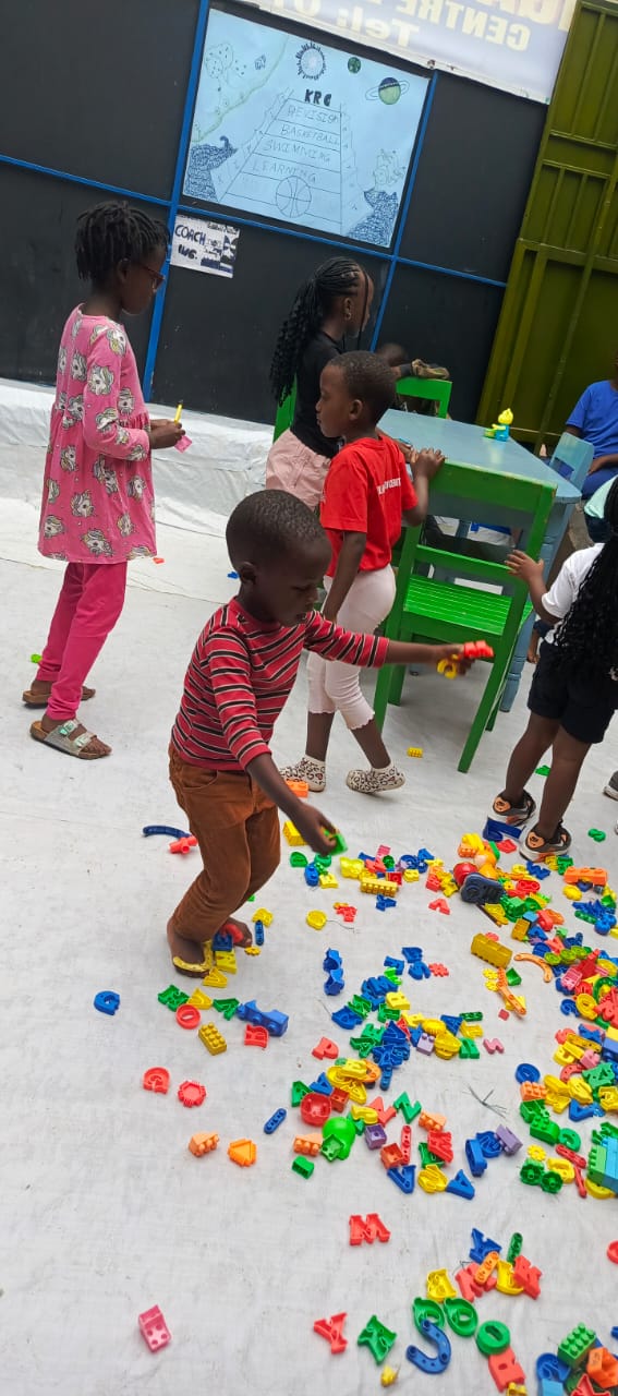 Children playing with building blocks