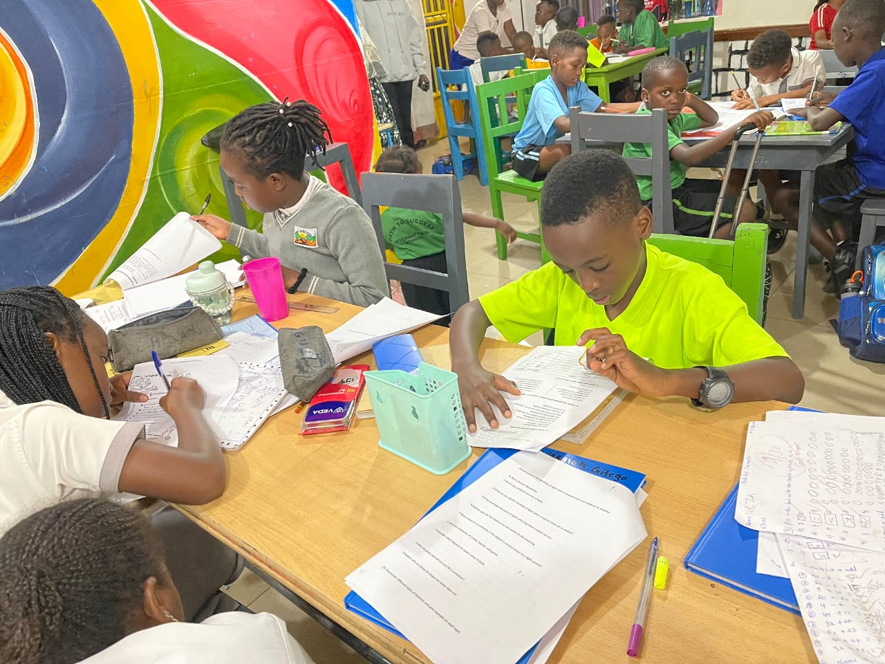 Students studying together in the classroom